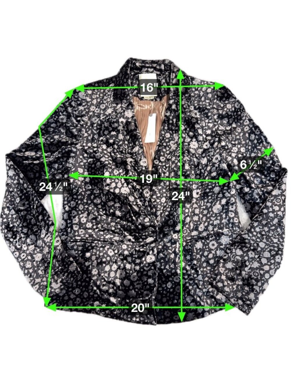 Anthropologie Elevenses Black Metallic Floral Velvet Blazer 6 Philippines Lined - Picture 5 of 12